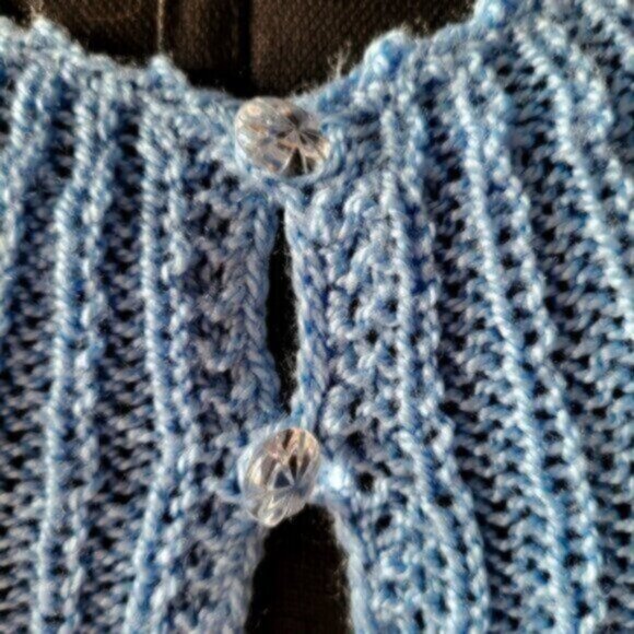 Handmade knit Sweater Blue Sz L-XL - Picture 12 of 13